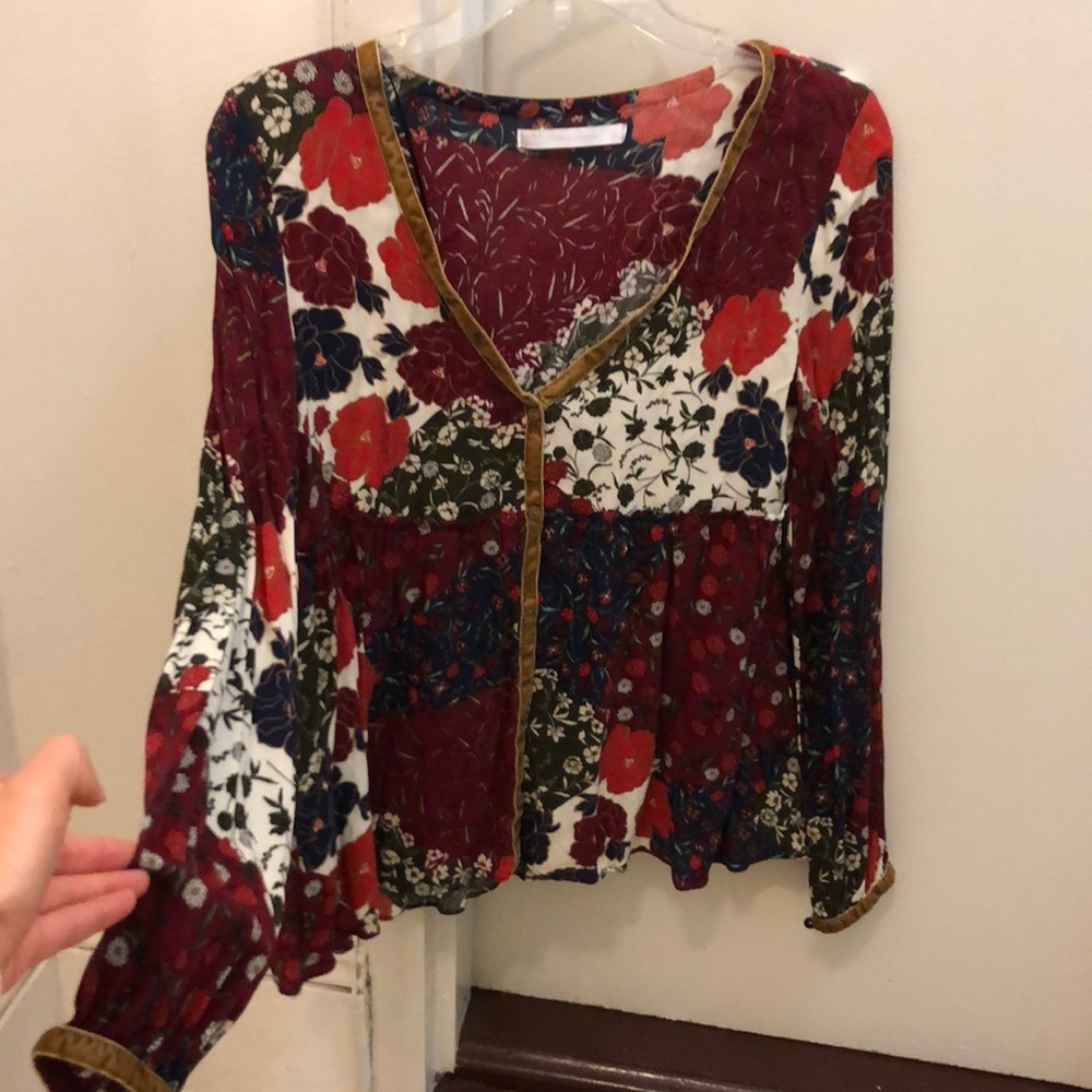 Zara long sleeve floral blouse SIZE XS